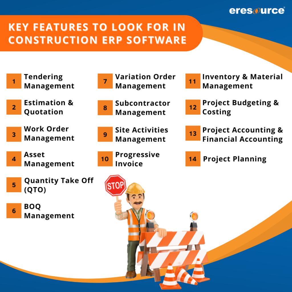 Key features of construction ERP software